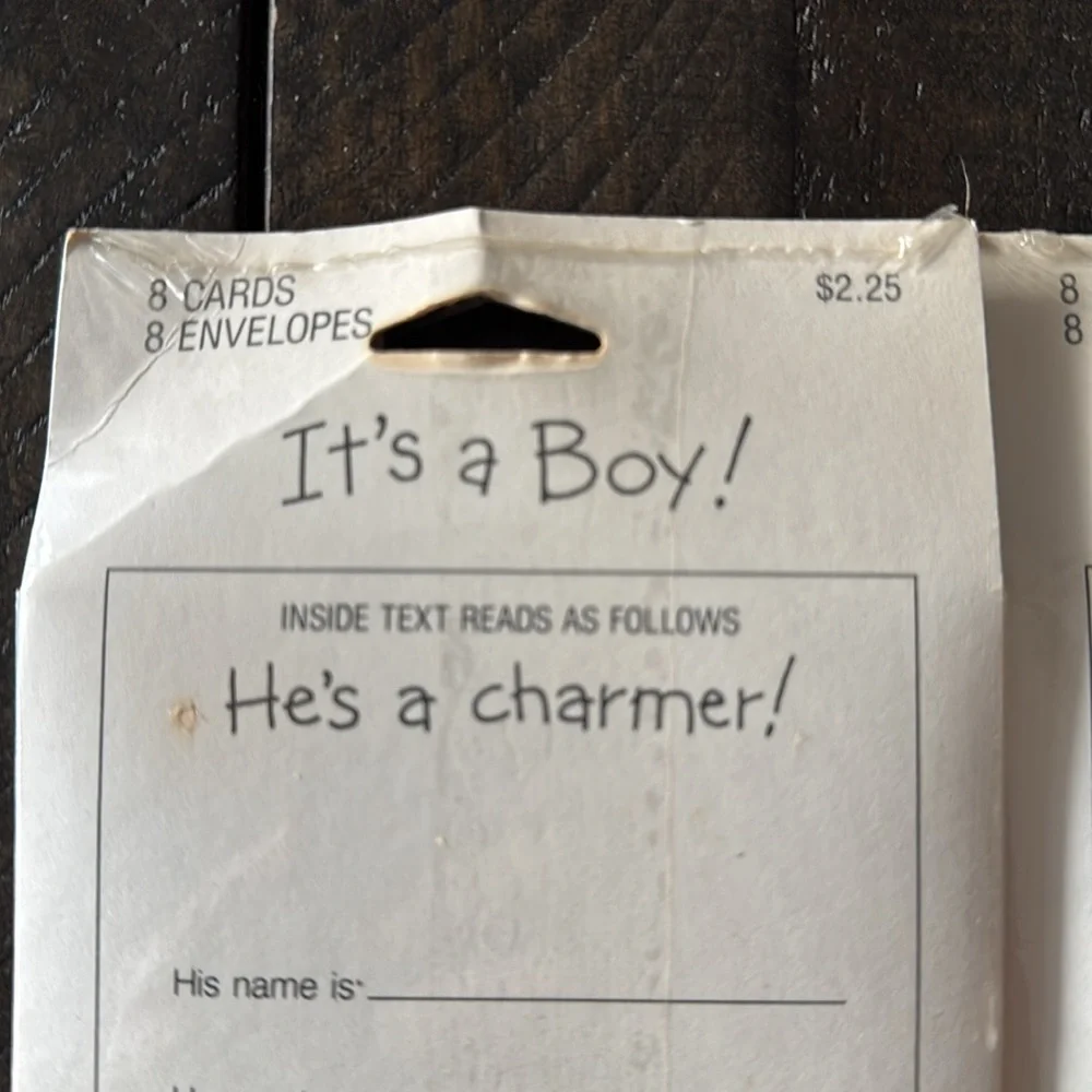 2 packages of vintage 1980s baby boy birth announcement.